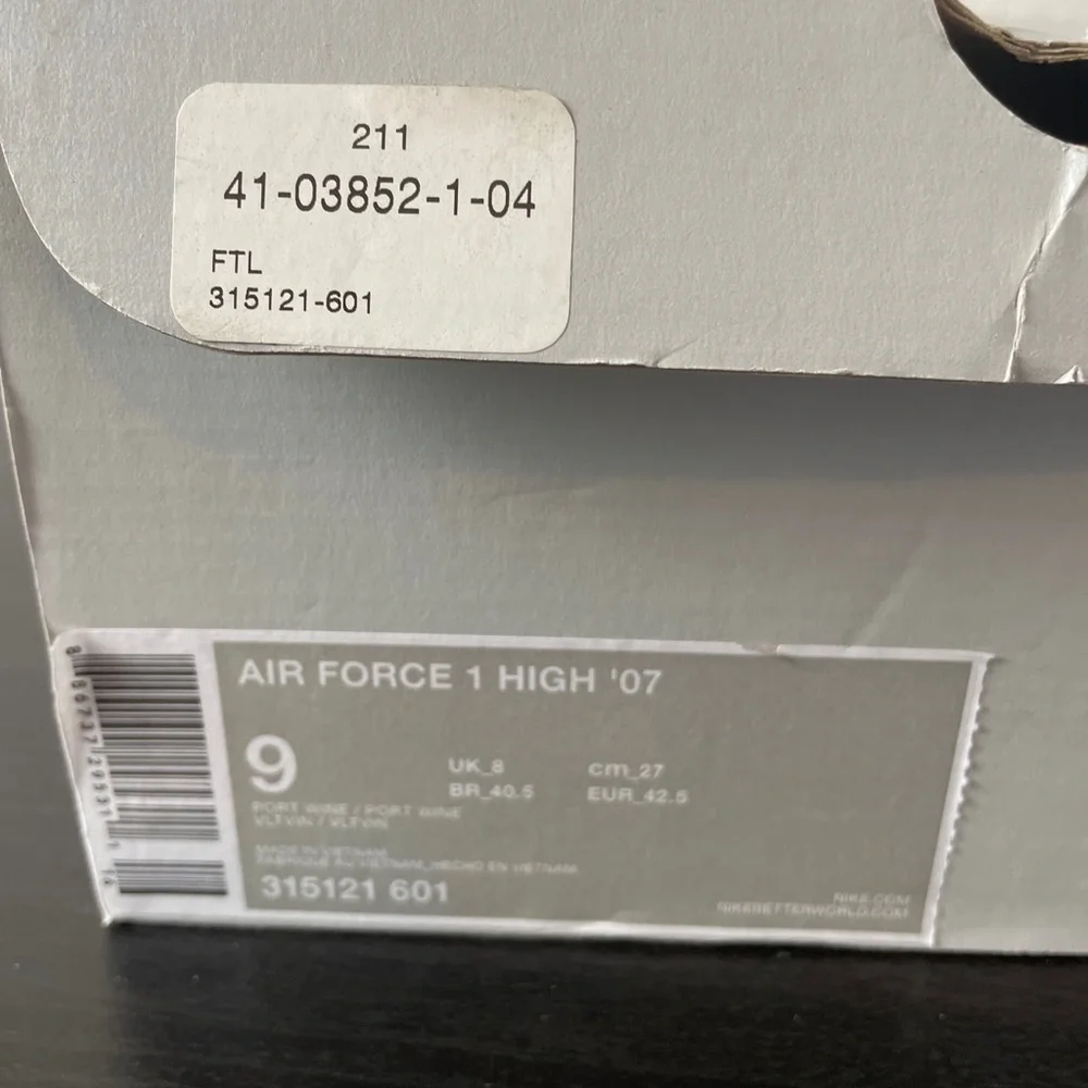 Nike Men’s Air Force 1 High 07 Port Wine Size 9 - Picture 10 of 11